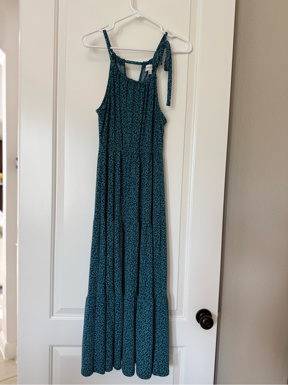 Gilli Teal Floral Tie-Shoulder Maxi Dress